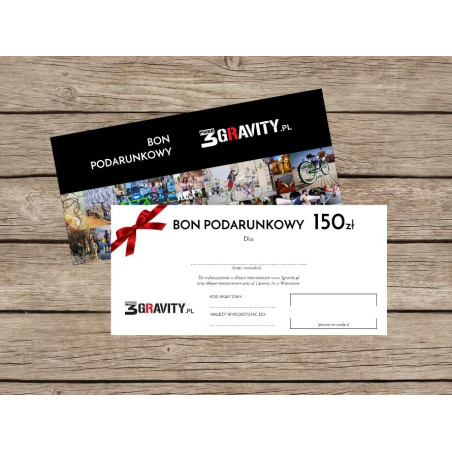 Bon Podarunkowy - 150zł  - sklep rowerowy - 3gravity.pl